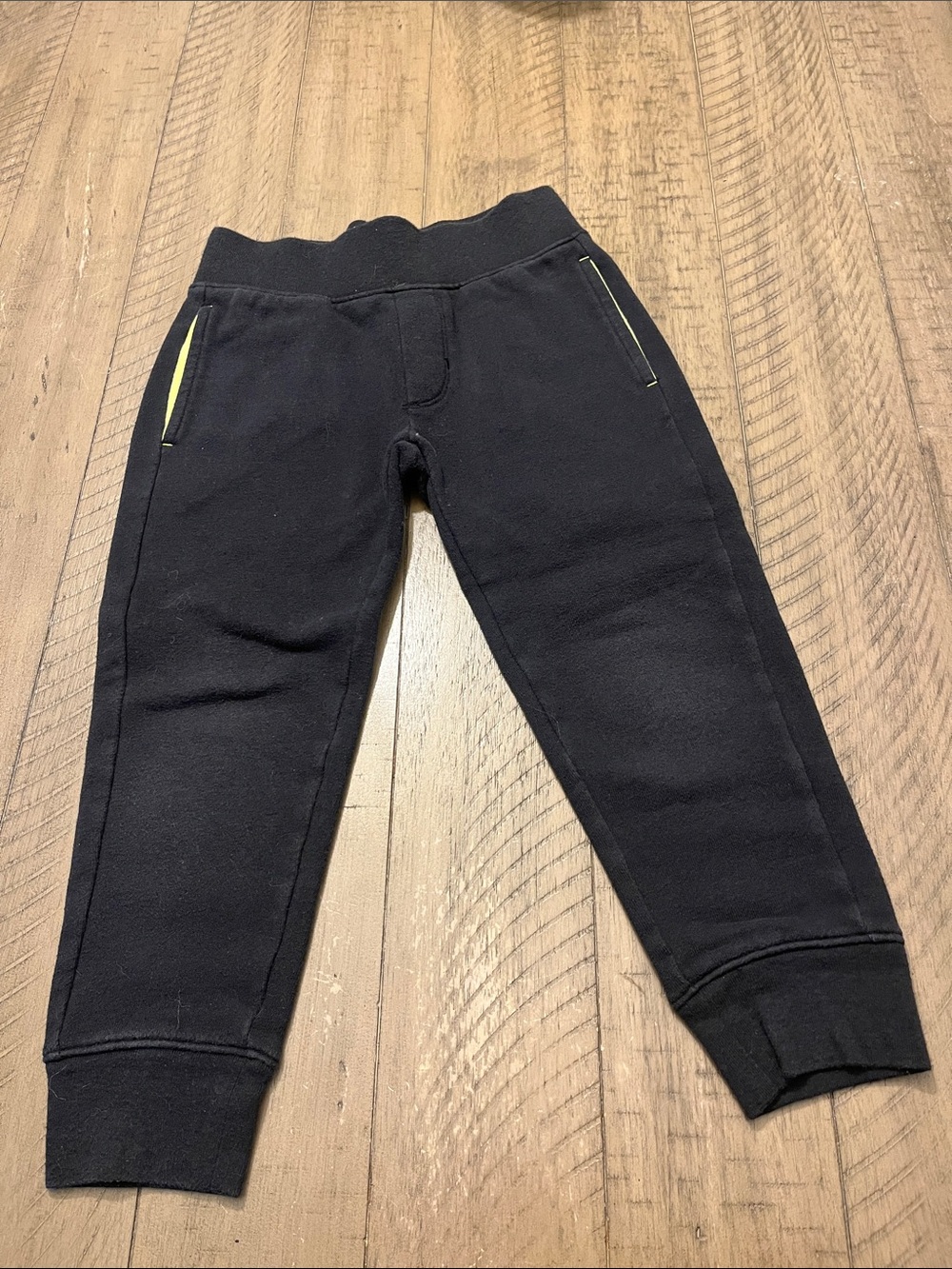 Athletic Works Black Jogger Pants with Neon Yellow Pocket Trim